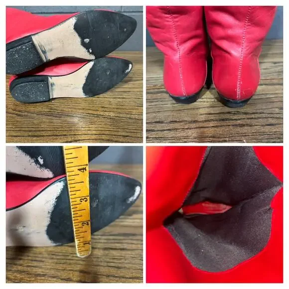 Women’s Red Leather Knee-High Boots Size 8 Made in Uruguay - Picture 8 of 8